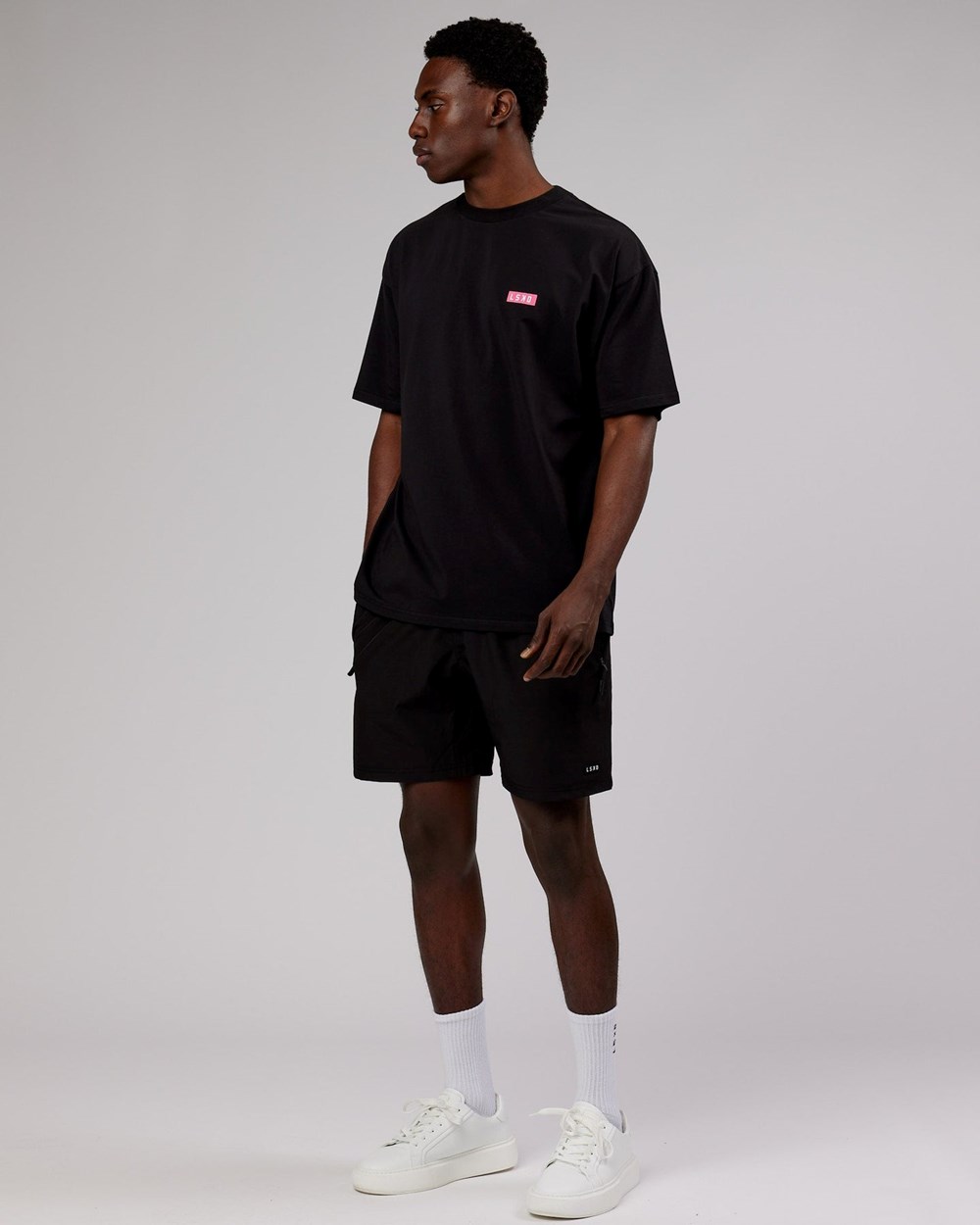 Black / Pink LSKD Iconic FLXCotton Tee Oversize | VQ9731254