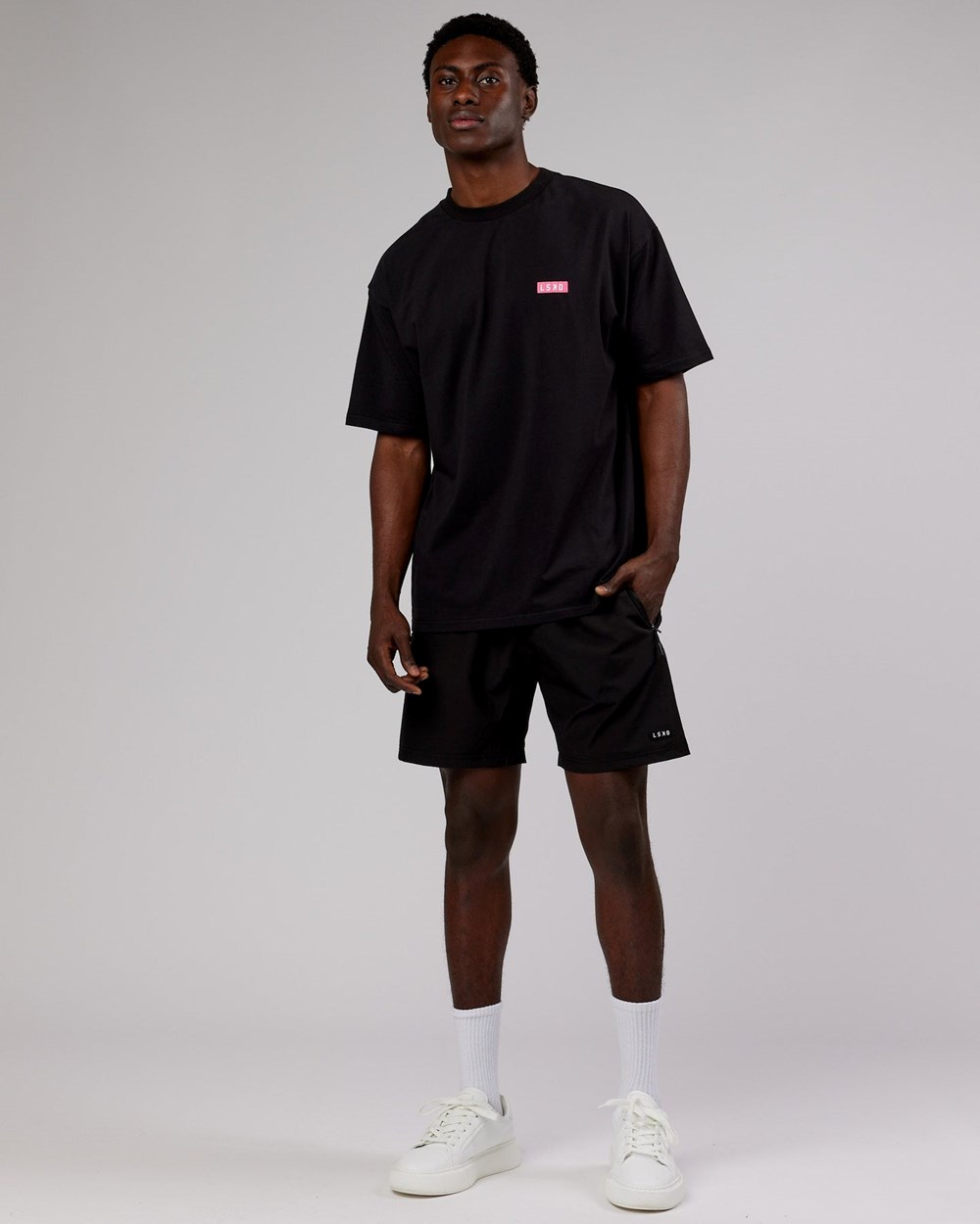 Black / Pink LSKD Iconic FLXCotton Tee Oversize | VQ9731254