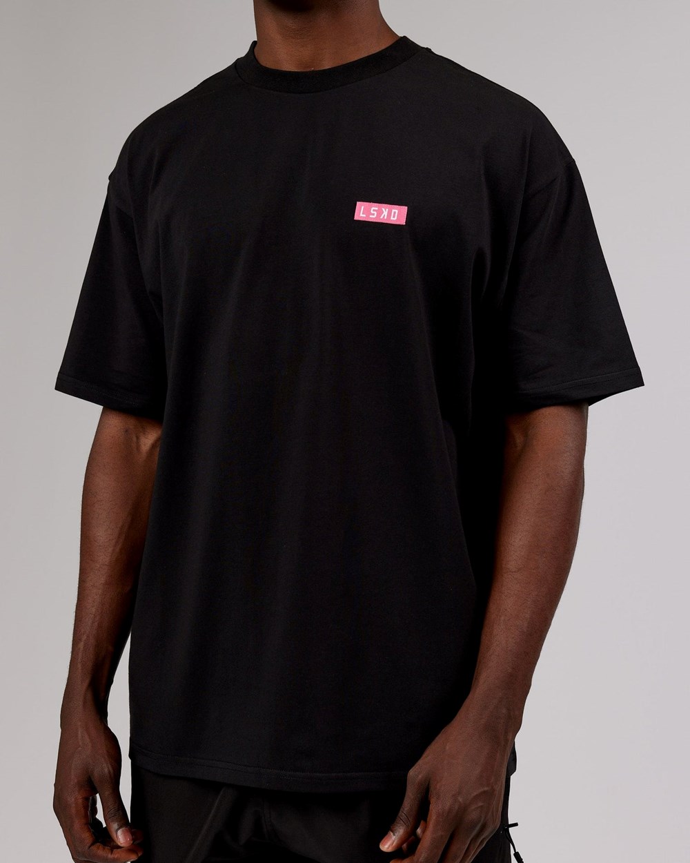 Black / Pink LSKD Iconic FLXCotton Tee Oversize | VQ9731254