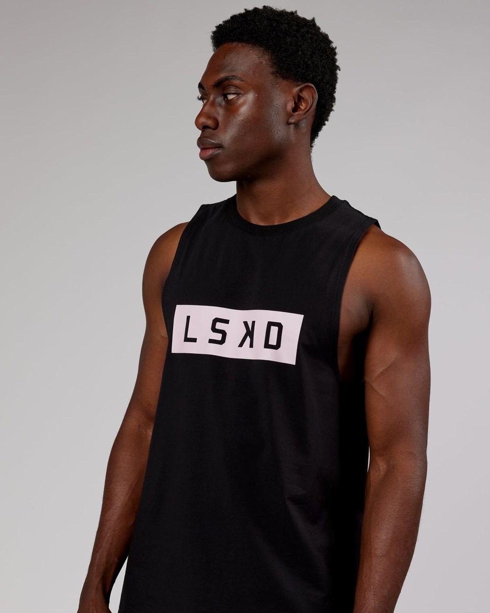 Black / Pink LSKD Strength FLXCotton Training Fit Tank | OL8356109