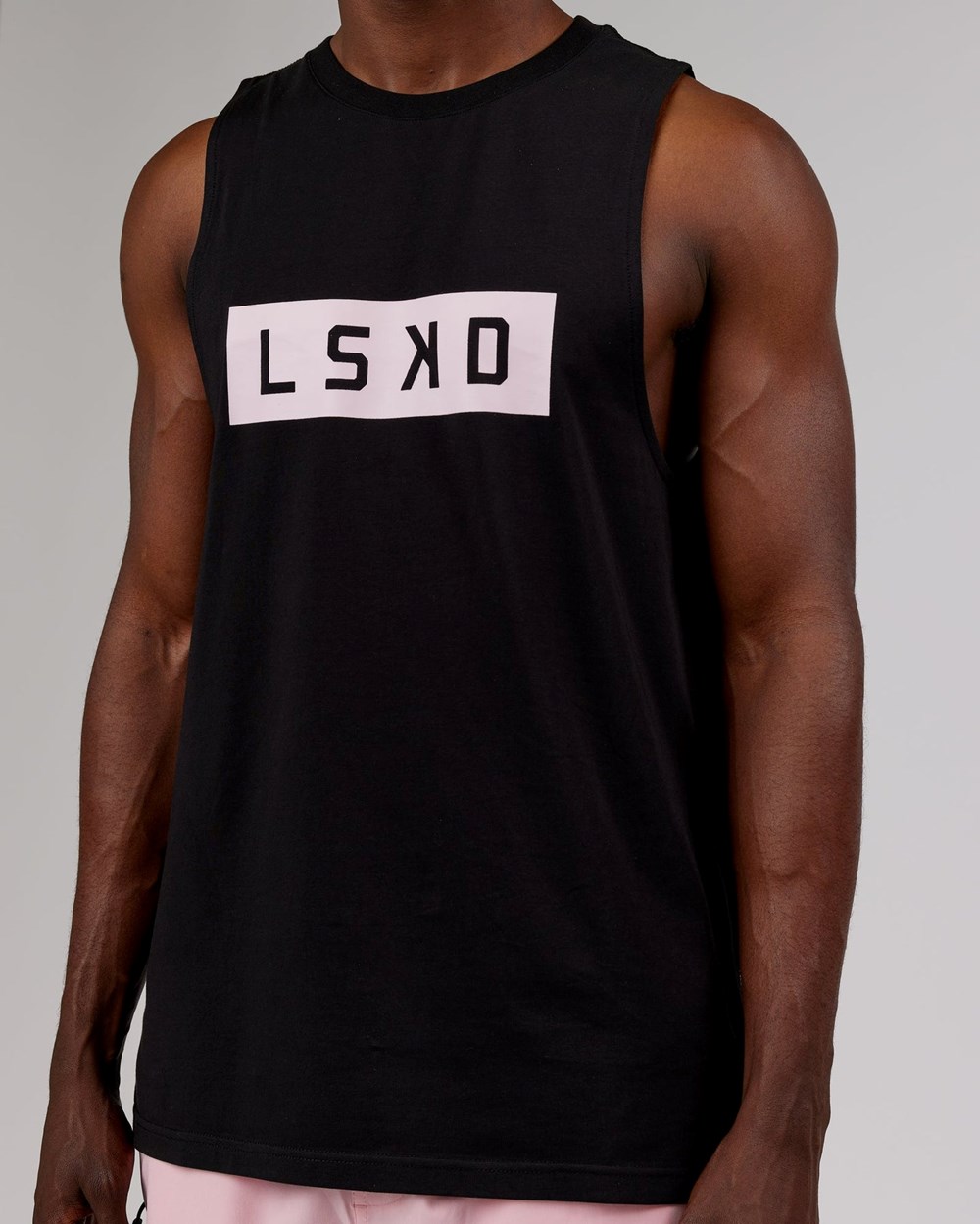 Black / Pink LSKD Strength FLXCotton Training Fit Tank | OL8356109