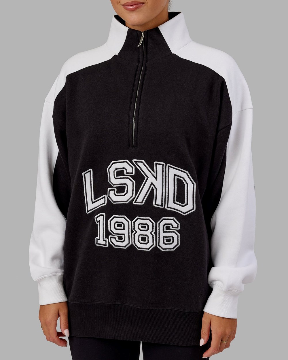 Black / White LSKD Alumni 1/4 Zip Sweater Oversize | KC2094857