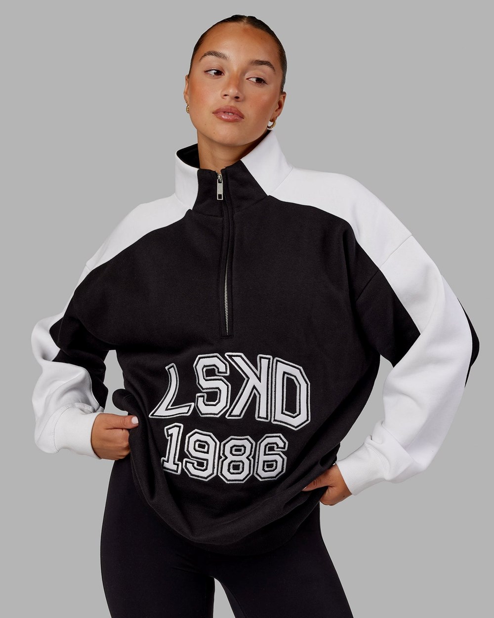 Black / White LSKD Alumni 1/4 Zip Sweater Oversize | KC2094857