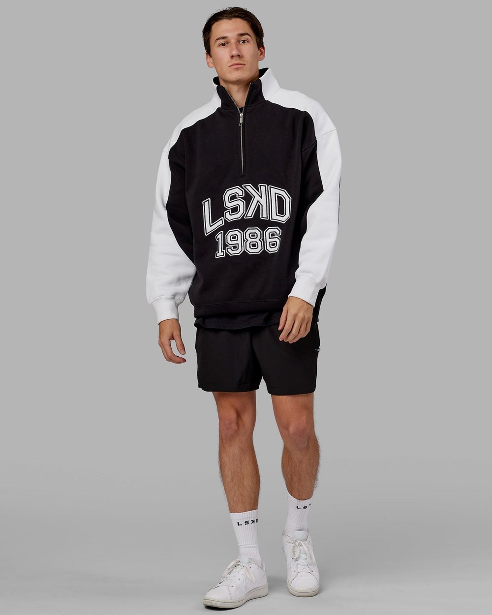 Black / White LSKD Alumni 1/4 Zip Sweater Oversize | MJ0269847