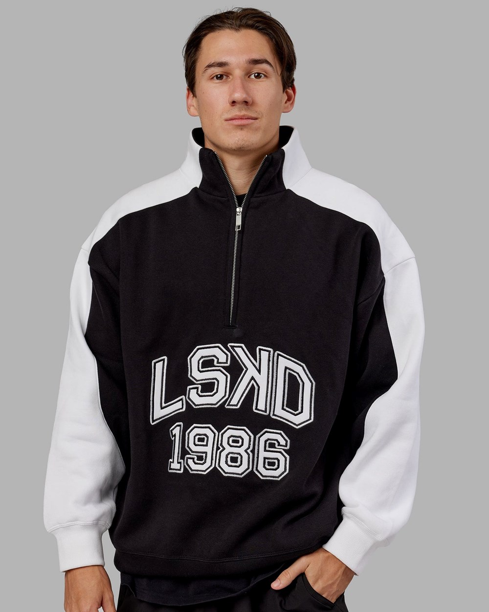 Black / White LSKD Alumni 1/4 Zip Sweater Oversize | MJ0269847