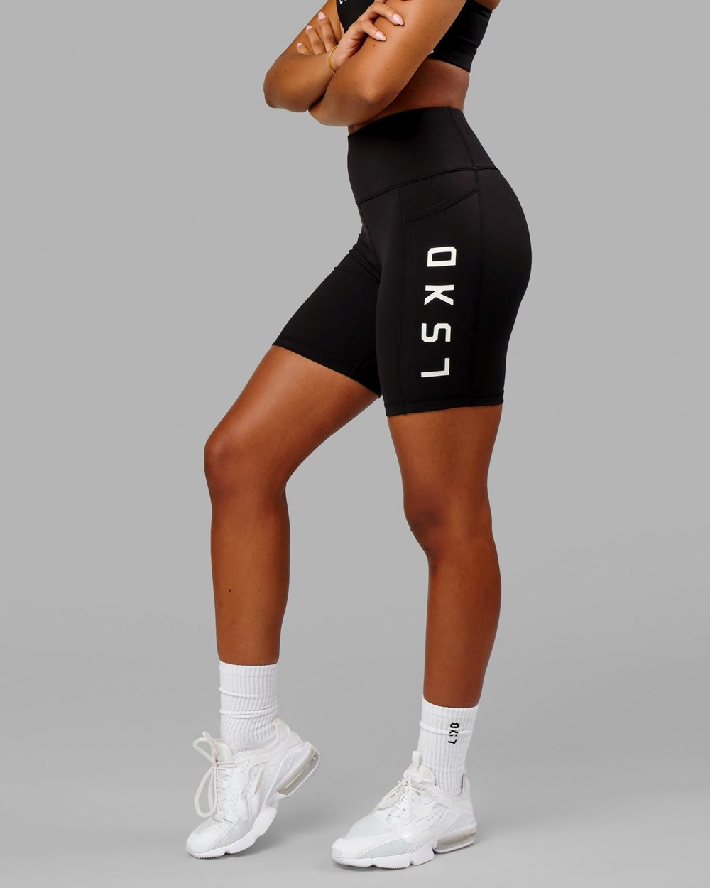 Black / White LSKD Rep Mid-Length Bike Short | OL5316297