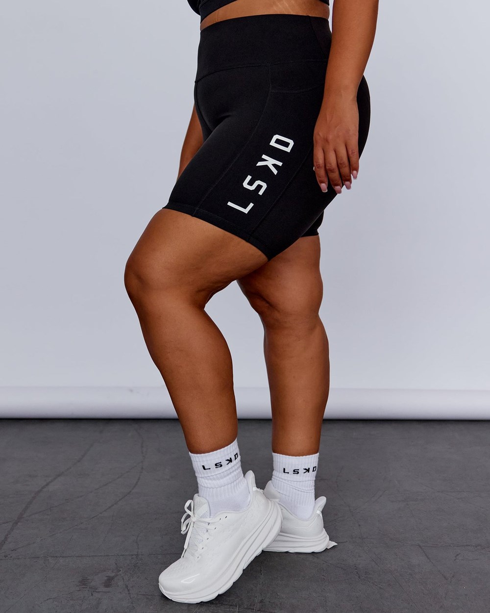 Black / White LSKD Rep Mid-Length Bike Short | OL5316297