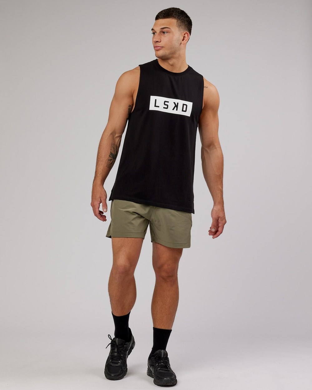 Black / White LSKD Strength FLXCotton Training Fit Tank | VE0731452