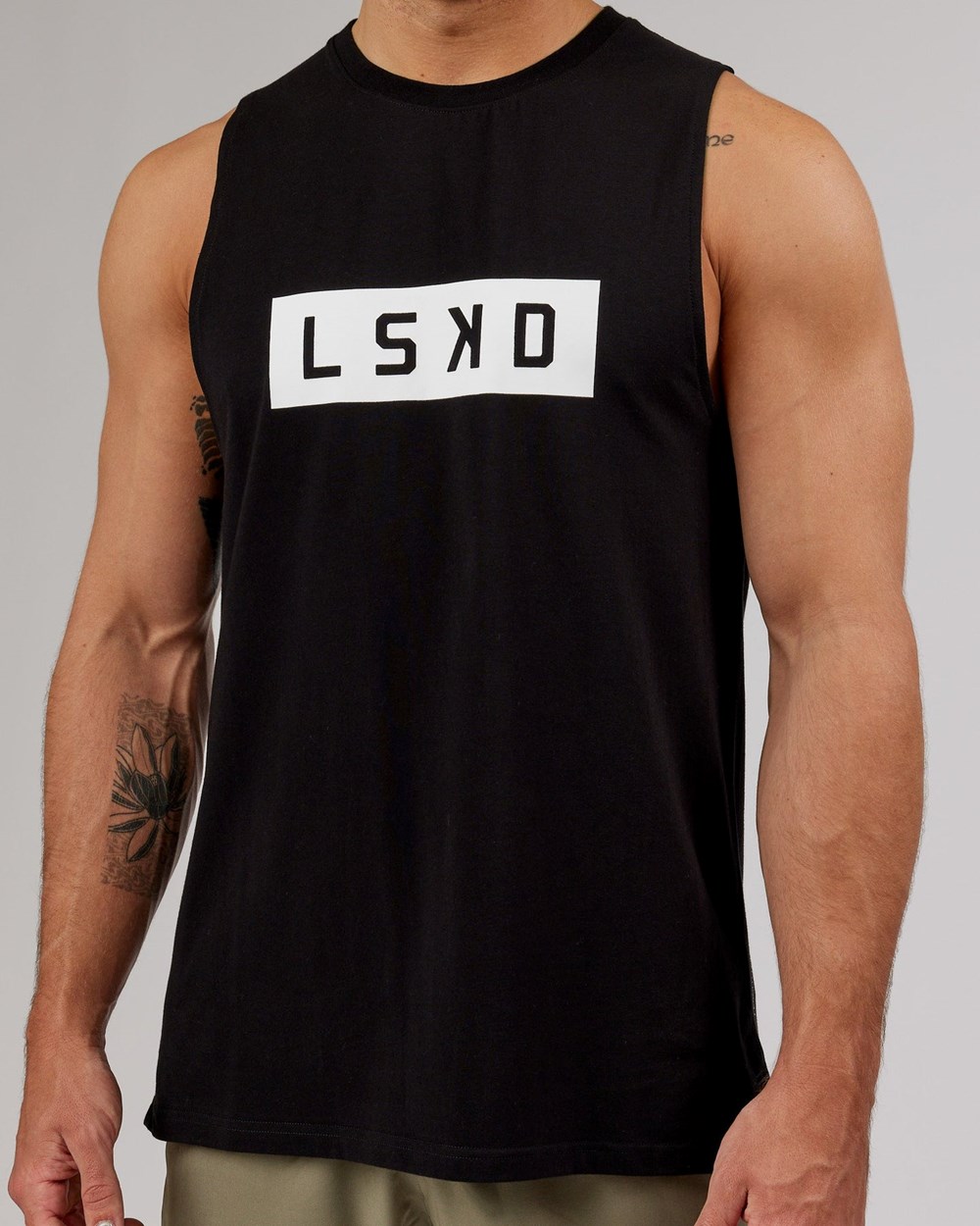 Black / White LSKD Strength FLXCotton Training Fit Tank | VE0731452