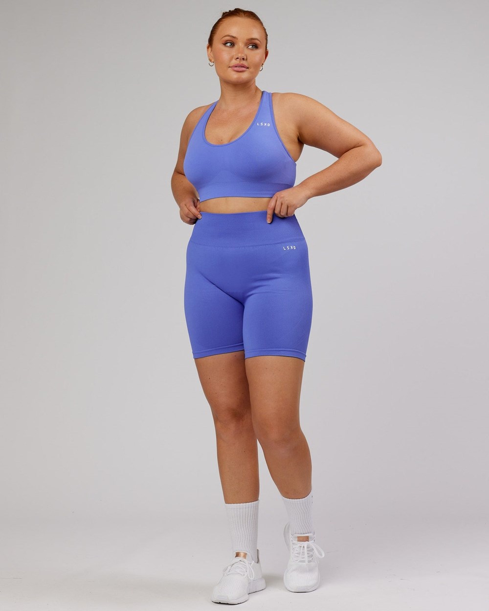 Cornflower Blue LSKD Limitless Seamless Mid-Length Bike Short | KM9582673