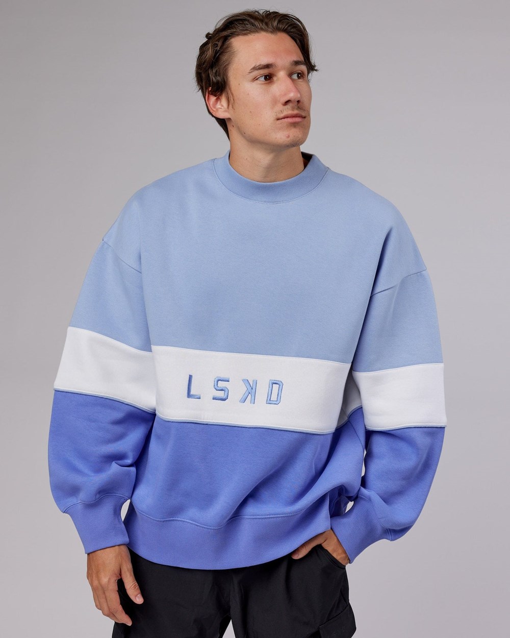 Cornflower Blue / White LSKD Extra Time Sweater Oversize | QX3480295