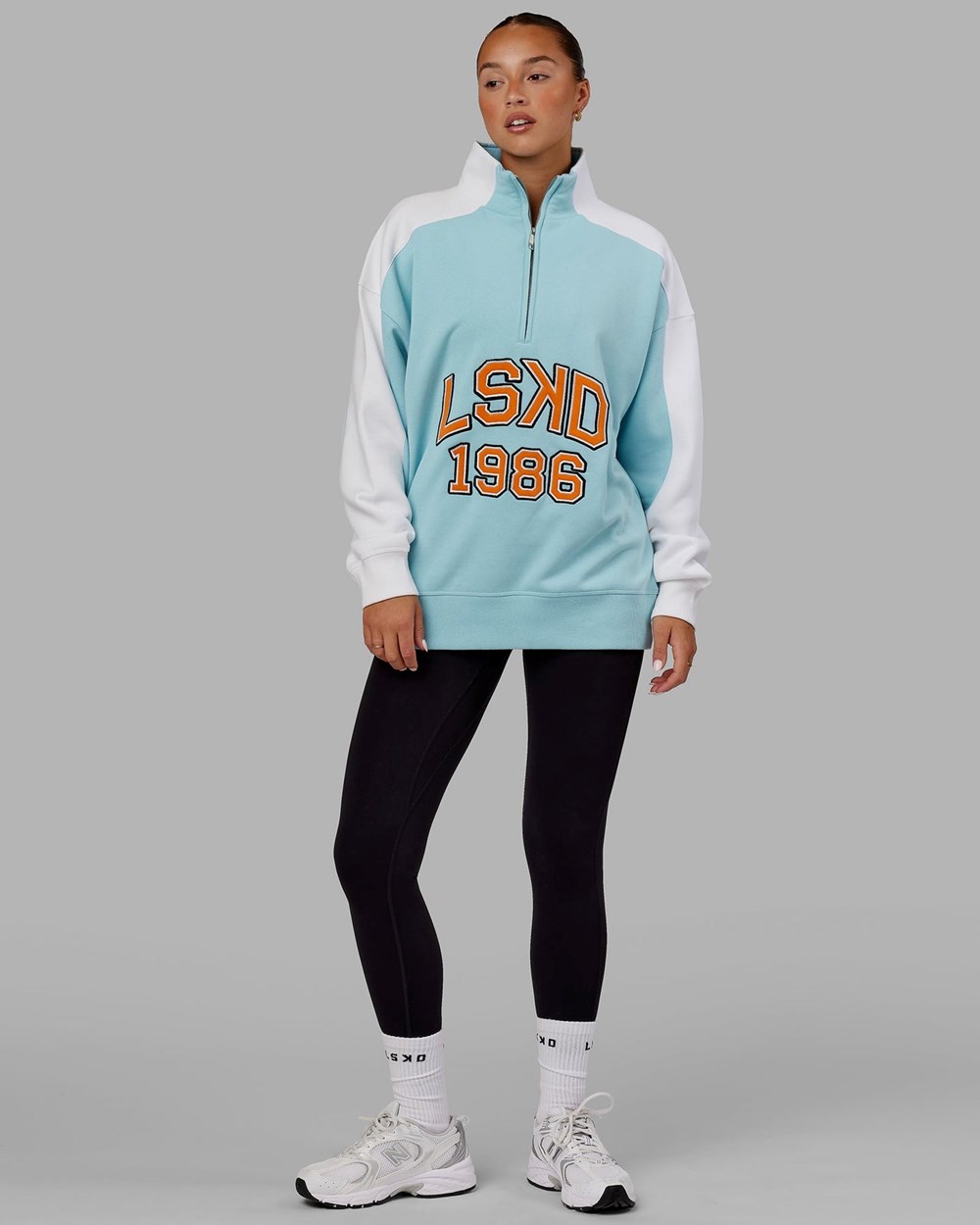 Crystal Blue / Orange Peel LSKD Alumni 1/4 Zip Sweater Oversize | AL4508792