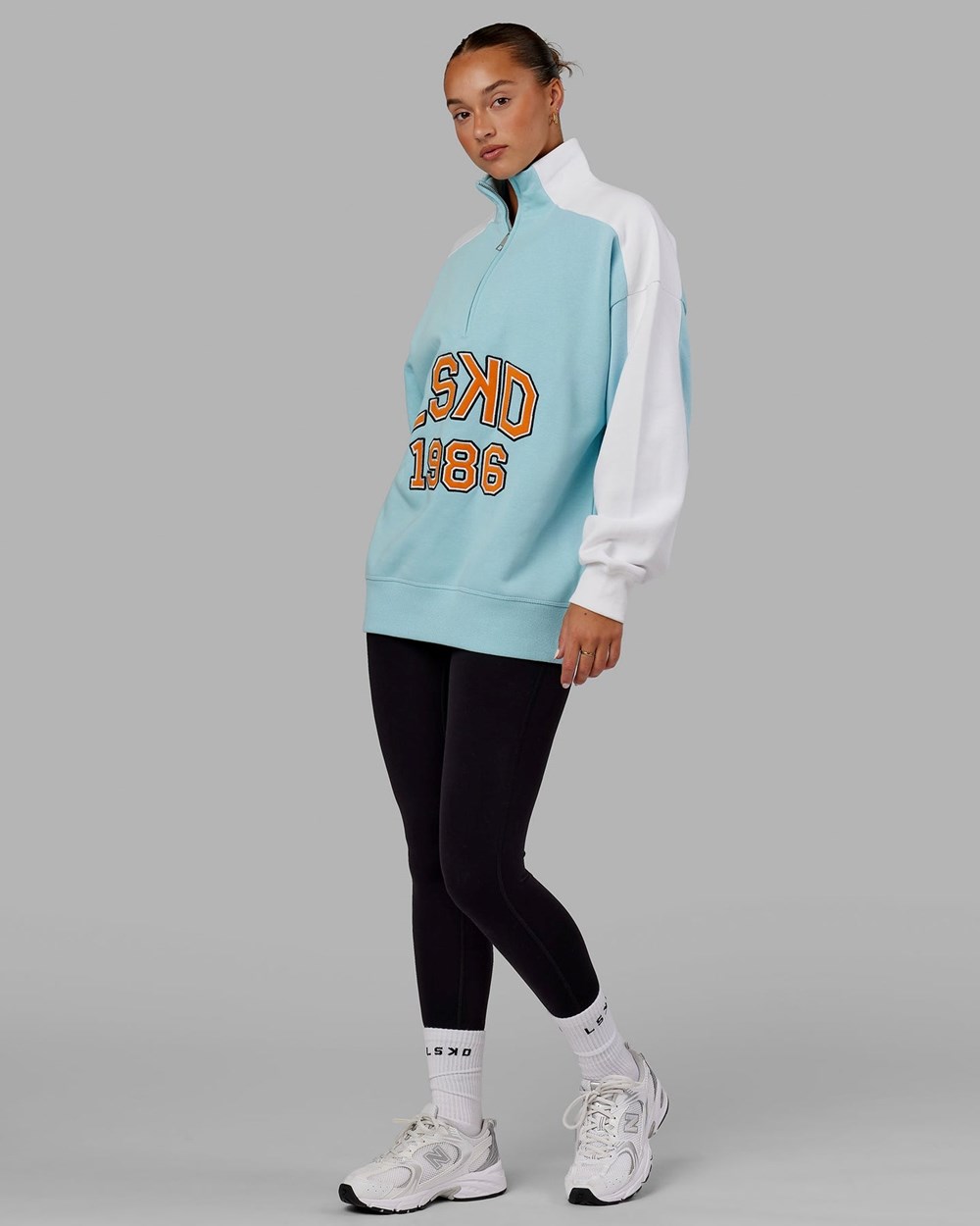 Crystal Blue / Orange Peel LSKD Alumni 1/4 Zip Sweater Oversize | AL4508792