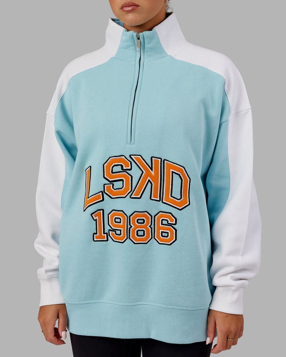 Crystal Blue / Orange Peel LSKD Alumni 1/4 Zip Sweater Oversize | AL4508792