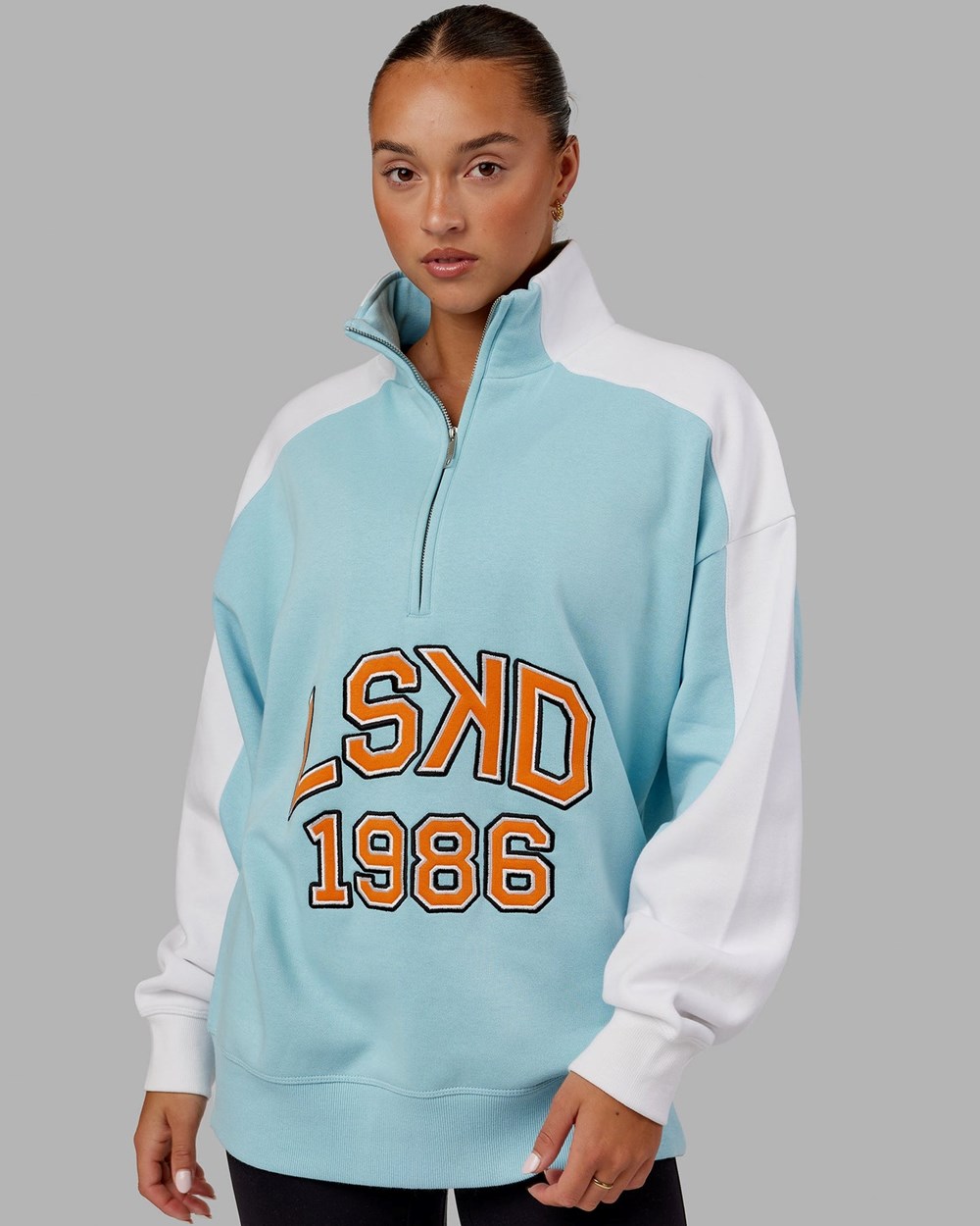 Crystal Blue / Orange Peel LSKD Alumni 1/4 Zip Sweater Oversize | AL4508792