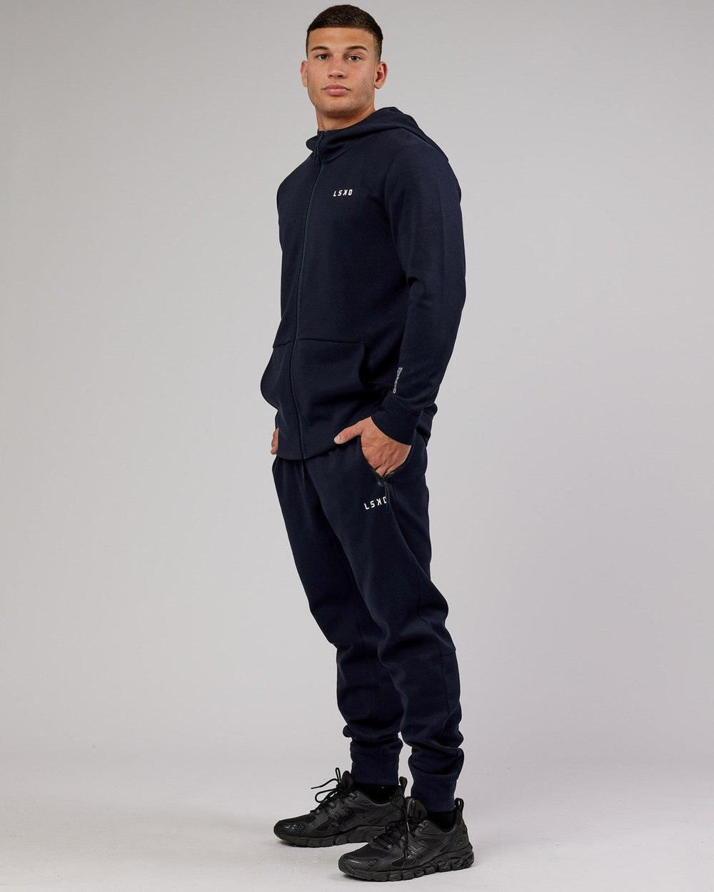 Dark Navy LSKD Athlete ForgedFleece Zip Up Hoodie | QC6489532