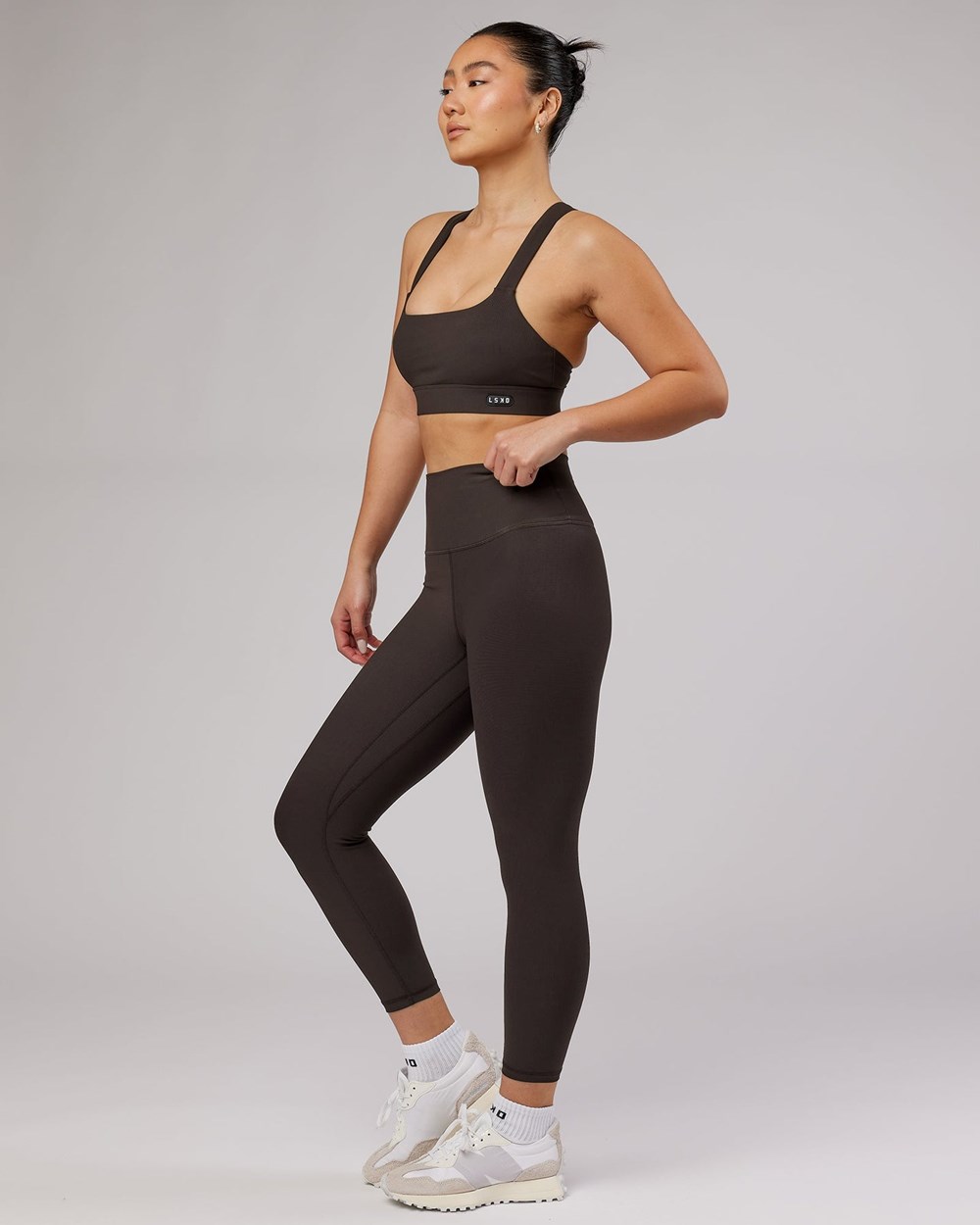 Dark Walnut LSKD Balance Ribbed 7/8 Length Legging | GE4312609