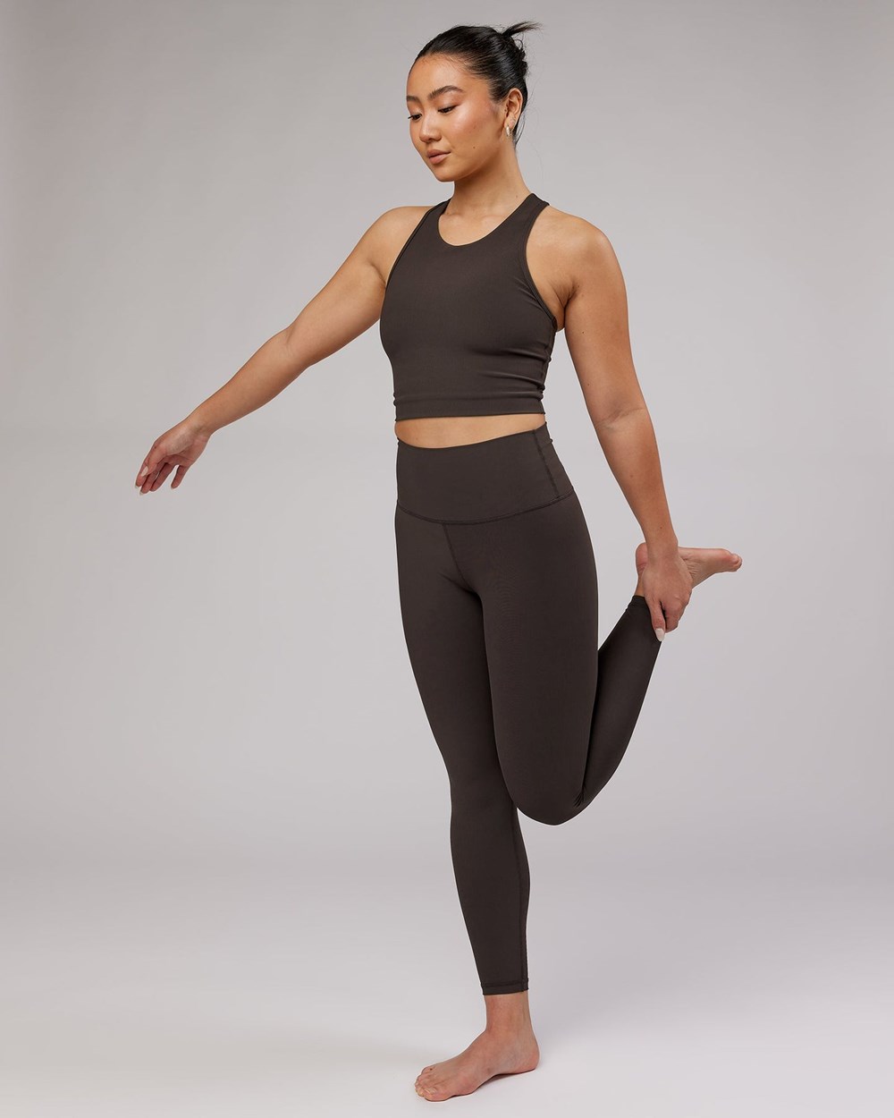 Dark Walnut LSKD Balance Ribbed Full Length Legging | WO1278056