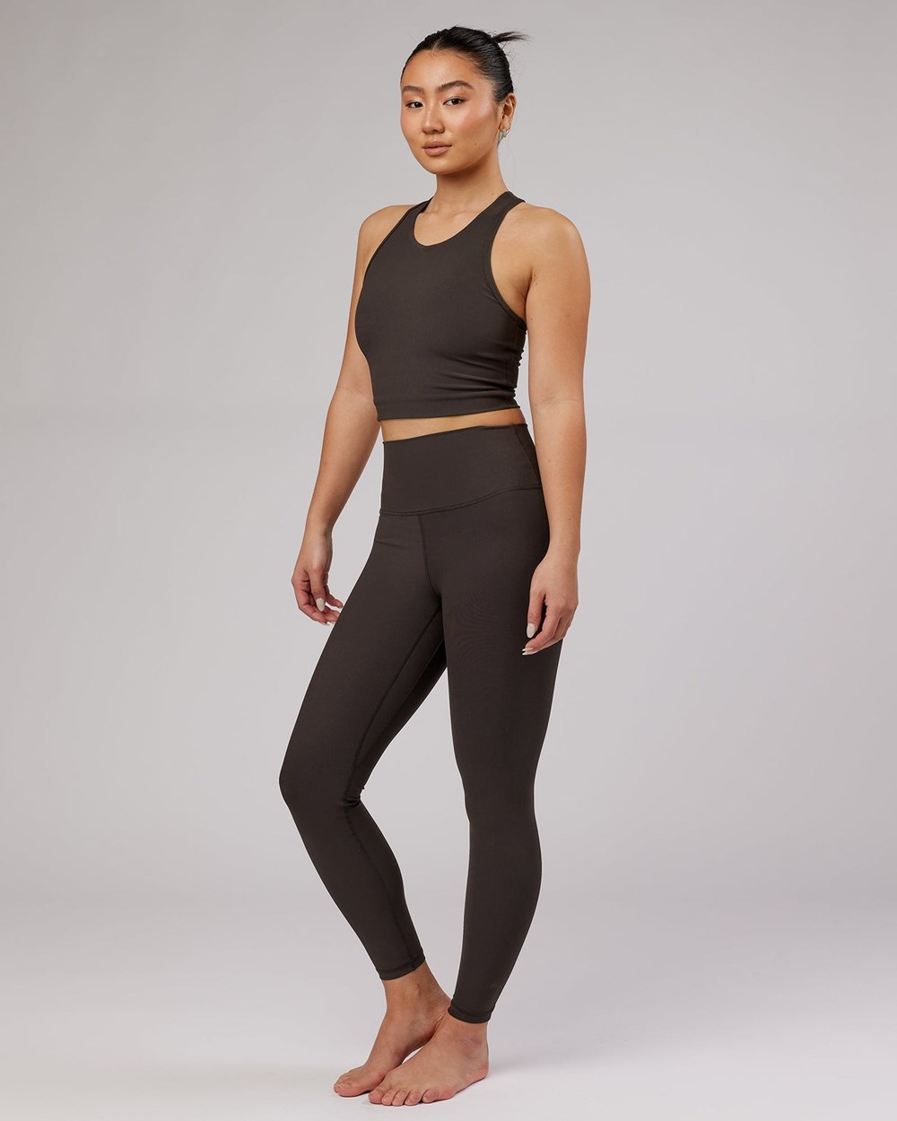 Dark Walnut LSKD Balance Ribbed Full Length Legging | WO1278056