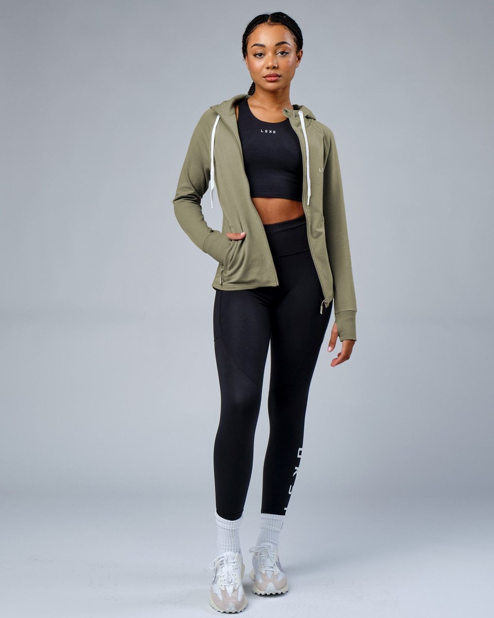 Dusty Olive LSKD PB Zip Through Hoodie | PJ5792061