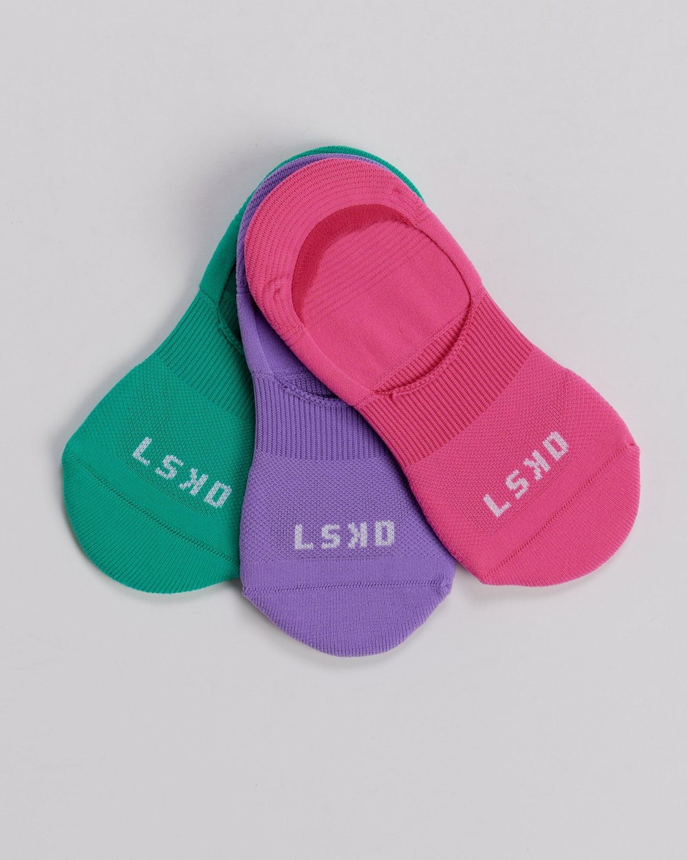 Green / Purple / Pink LSKD Performance No Show 3 Pack Sock | XY4780593