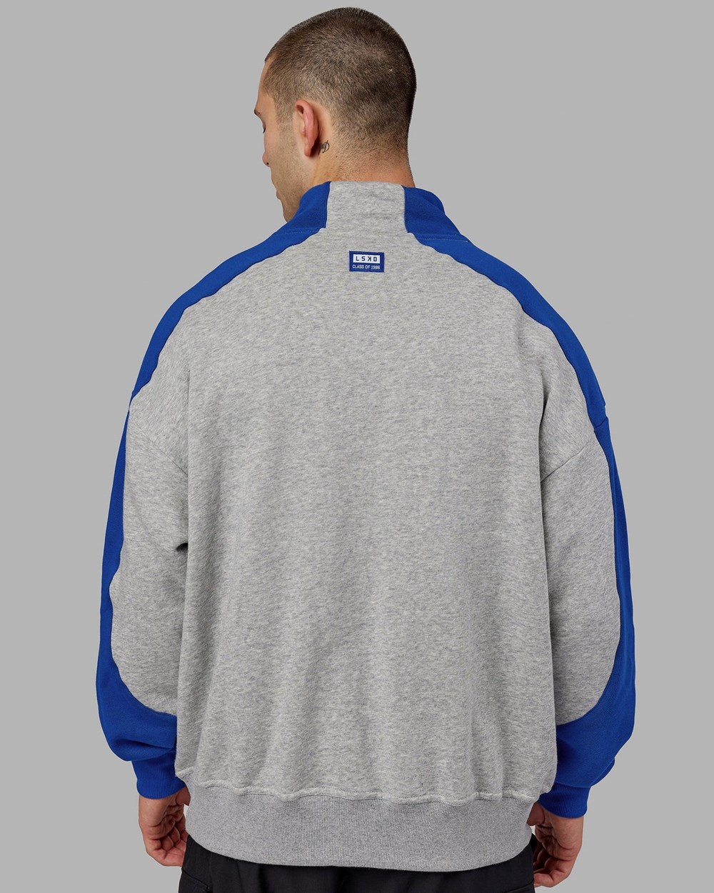 Grey / Blue LSKD Alumni 1/4 Zip Sweater Oversize | WB3016825