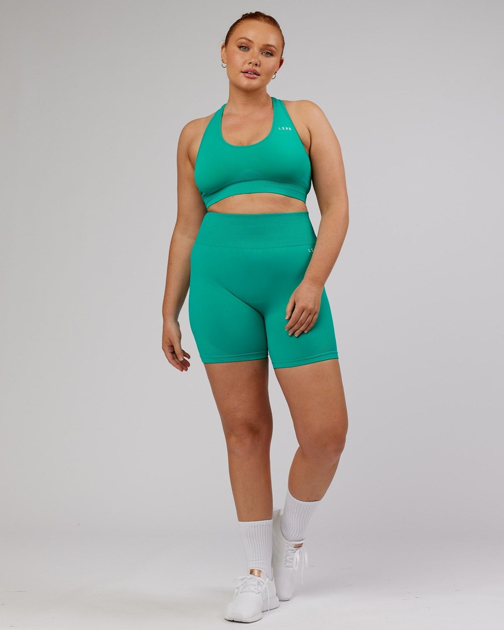 Hyper Teal LSKD Limitless Seamless Mid-Length Bike Short | NJ9435612