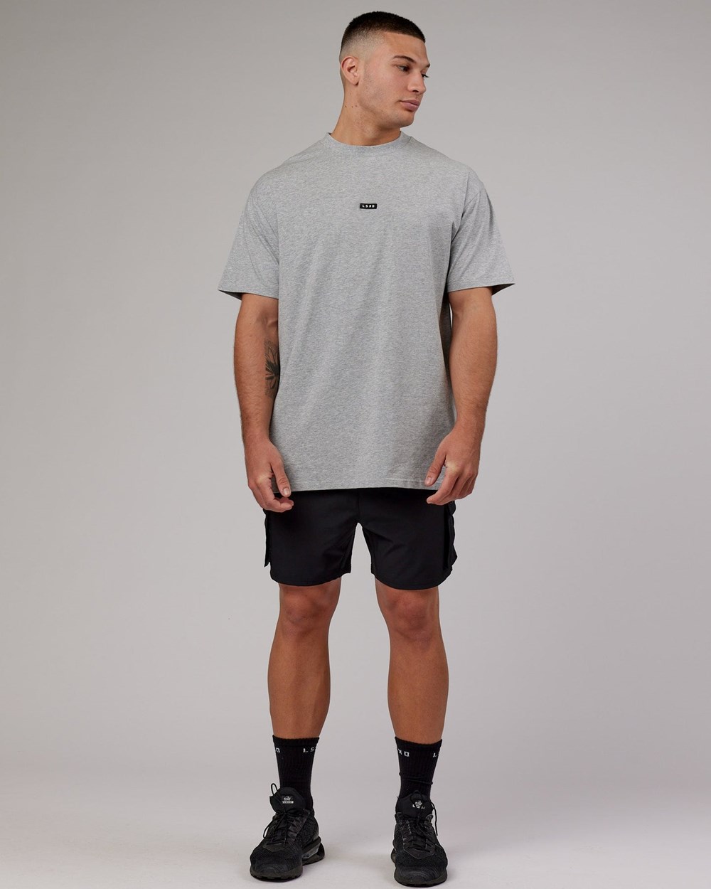 Light Grey Marl LSKD Fundamental FLXCotton Tee Longline Oversize | WA3427816