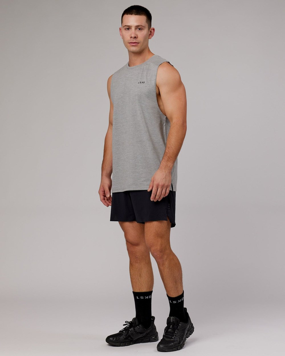 Light Grey Marl LSKD Perform VapourFLX Muscle Tank | OV5016287