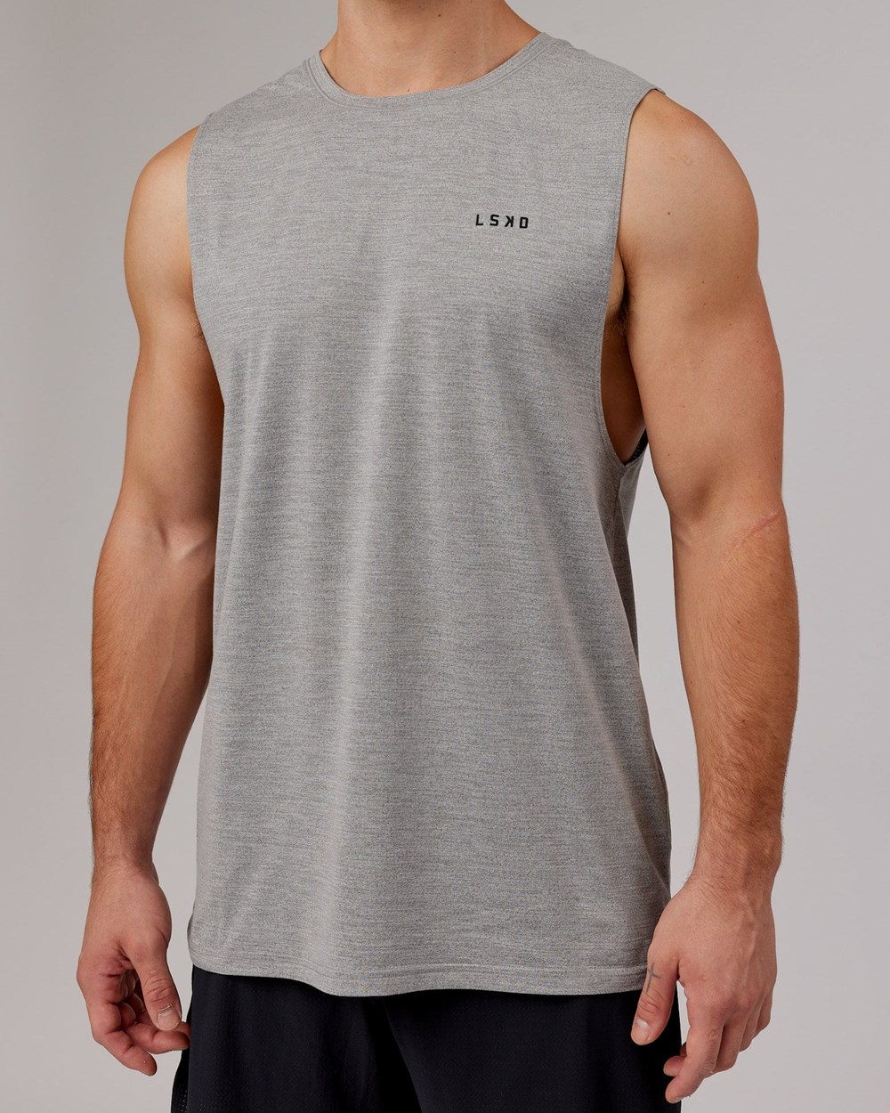 Light Grey Marl LSKD Perform VapourFLX Muscle Tank | OV5016287