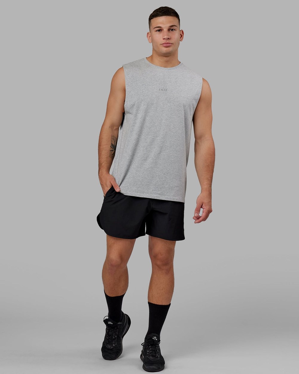 Lt Grey Marl LSKD Base FLXCotton Tank | BN4798105