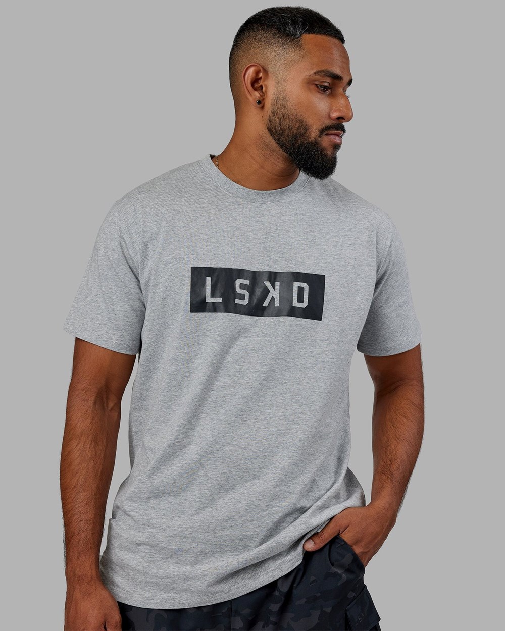 Lt Grey Marl LSKD Strength FLXCotton Tee | GJ0139768