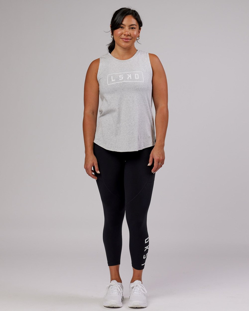 Lt Grey Marl / White LSKD Luna Tank | ED8920374