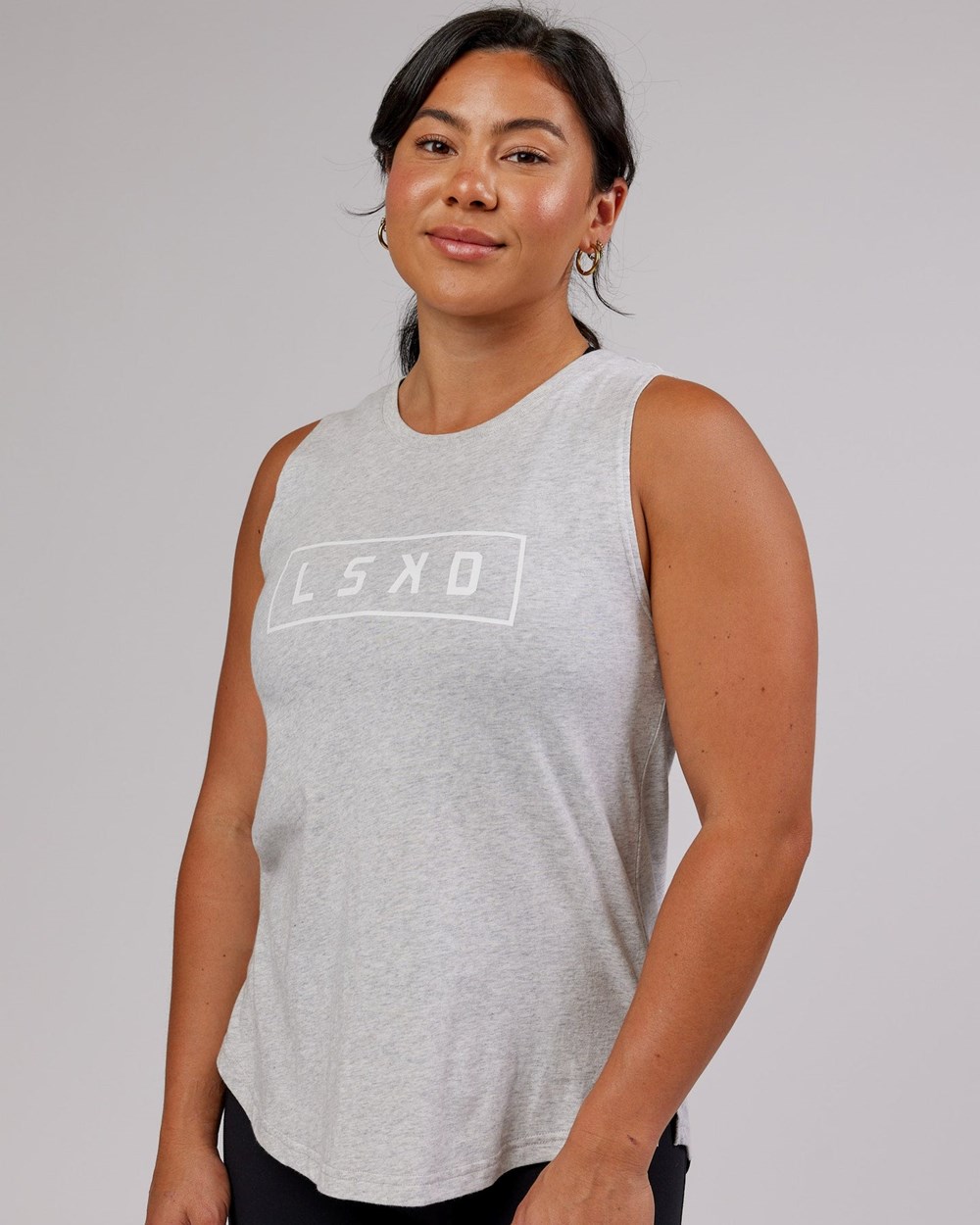 Lt Grey Marl / White LSKD Luna Tank | ED8920374