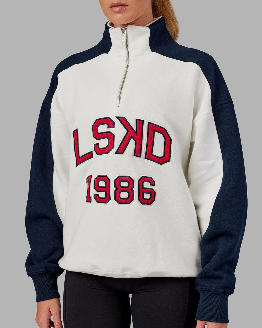 Navy / Red LSKD Alumni 1/4 Zip Sweater Oversize | QN9431526