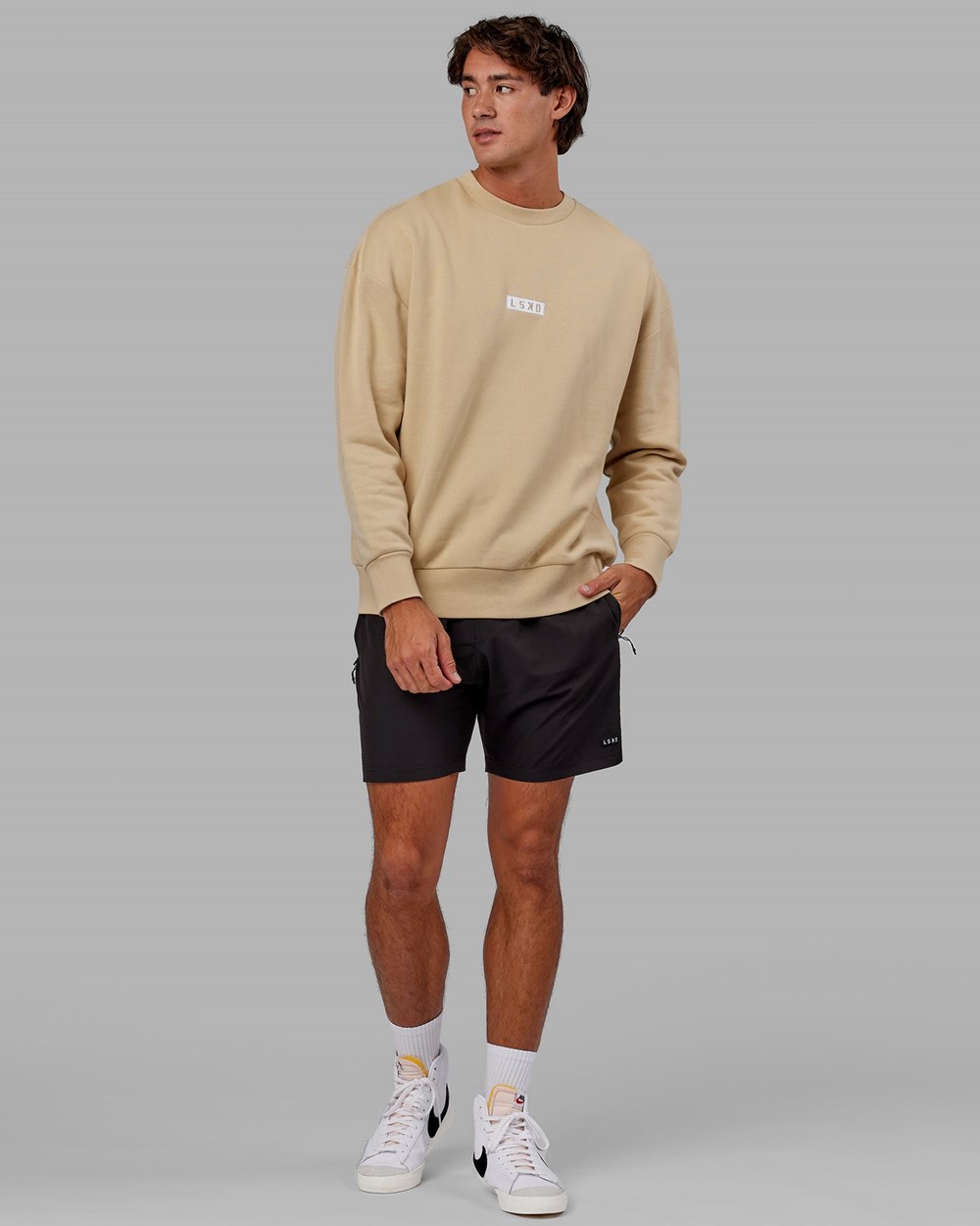 Pale Khaki LSKD Cornerstone Sweater Oversize | PE4529361