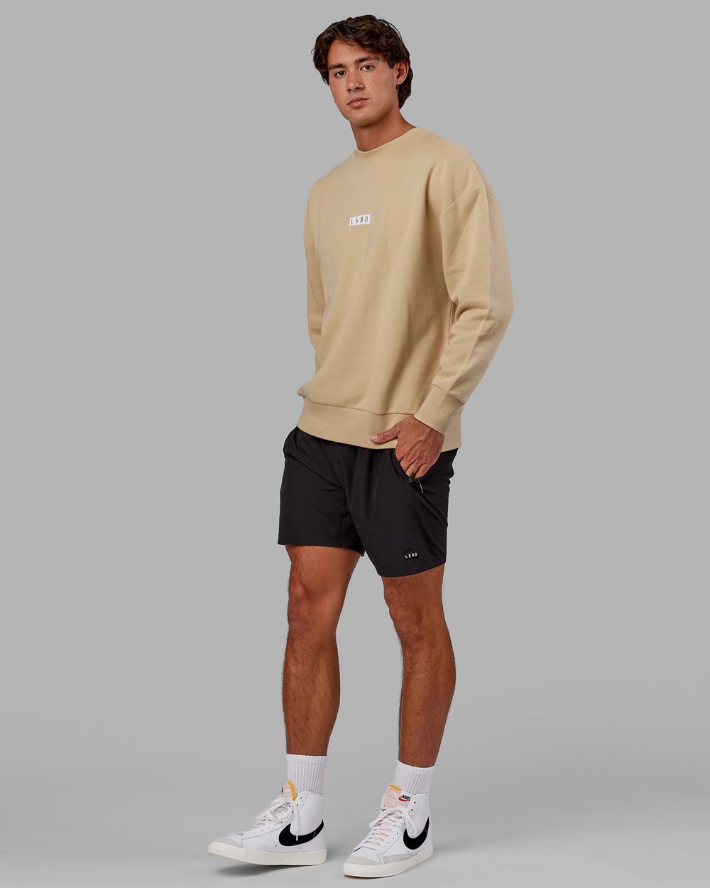 Pale Khaki LSKD Cornerstone Sweater Oversize | PE4529361