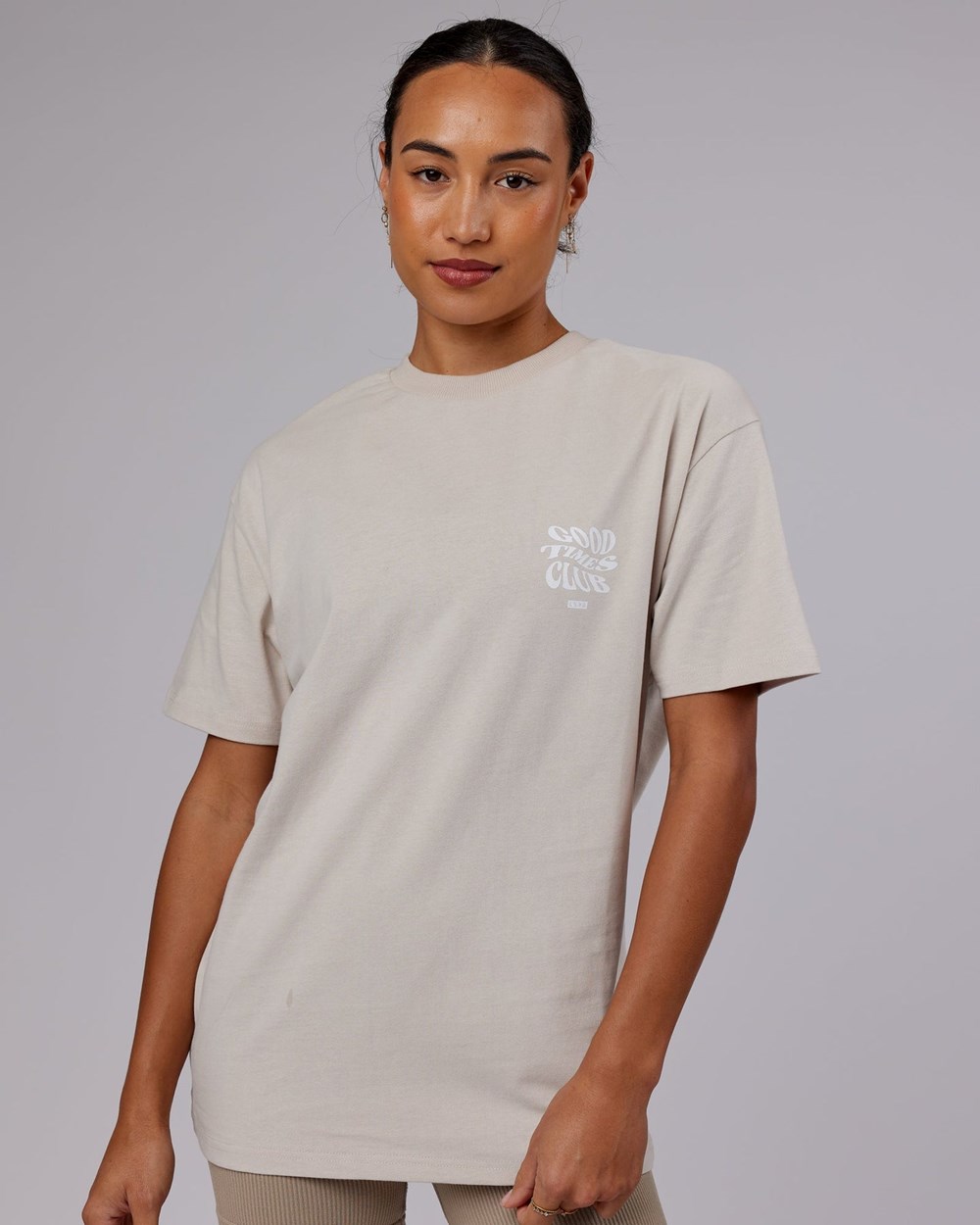 Shale Beige / White LSKD Good Times Heavyweight Tee Oversize | CX0254961