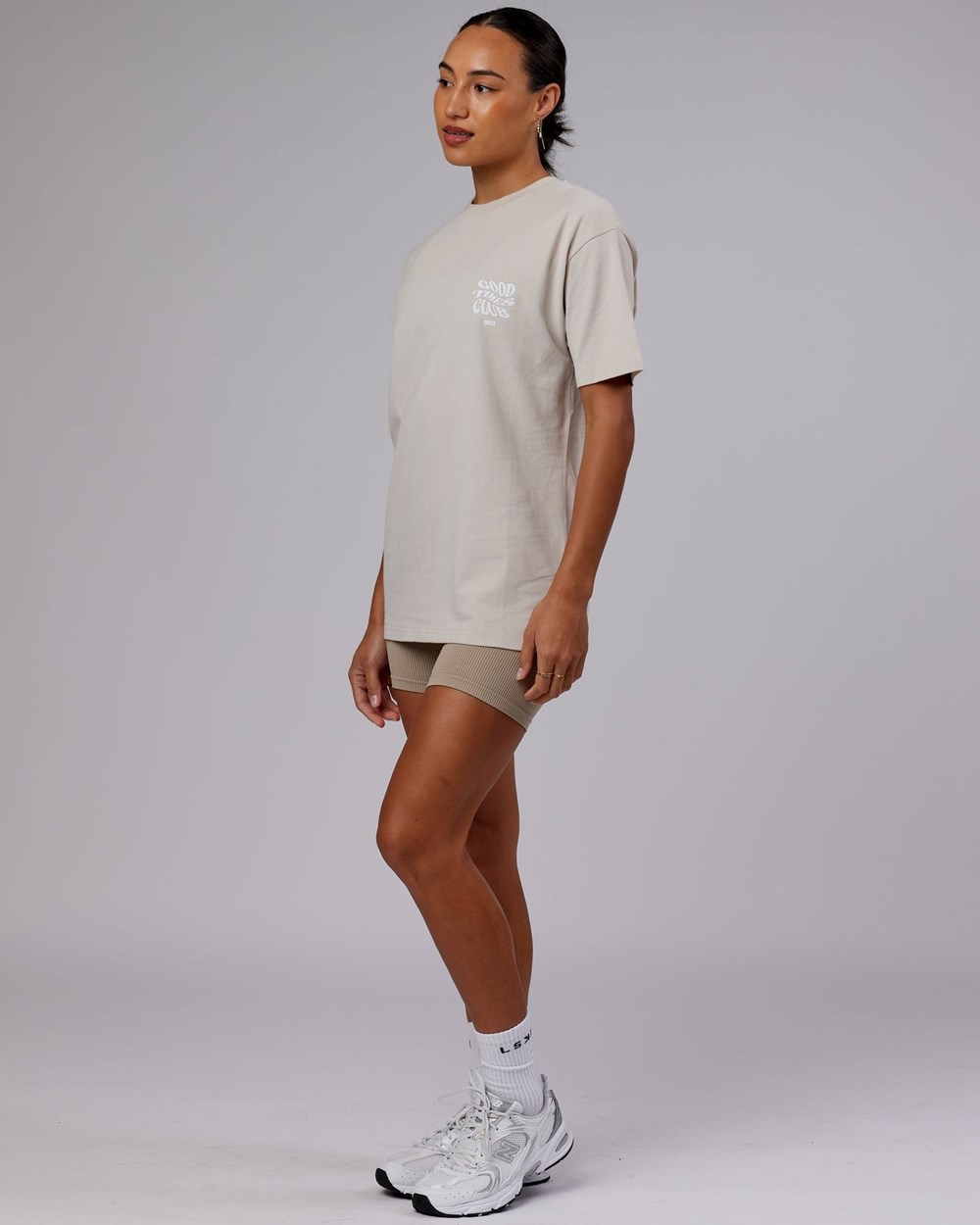 Shale Beige / White LSKD Good Times Heavyweight Tee Oversize | QO0739162