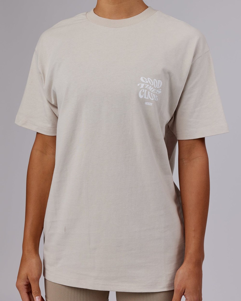 Shale Beige / White LSKD Good Times Heavyweight Tee Oversize | QO0739162