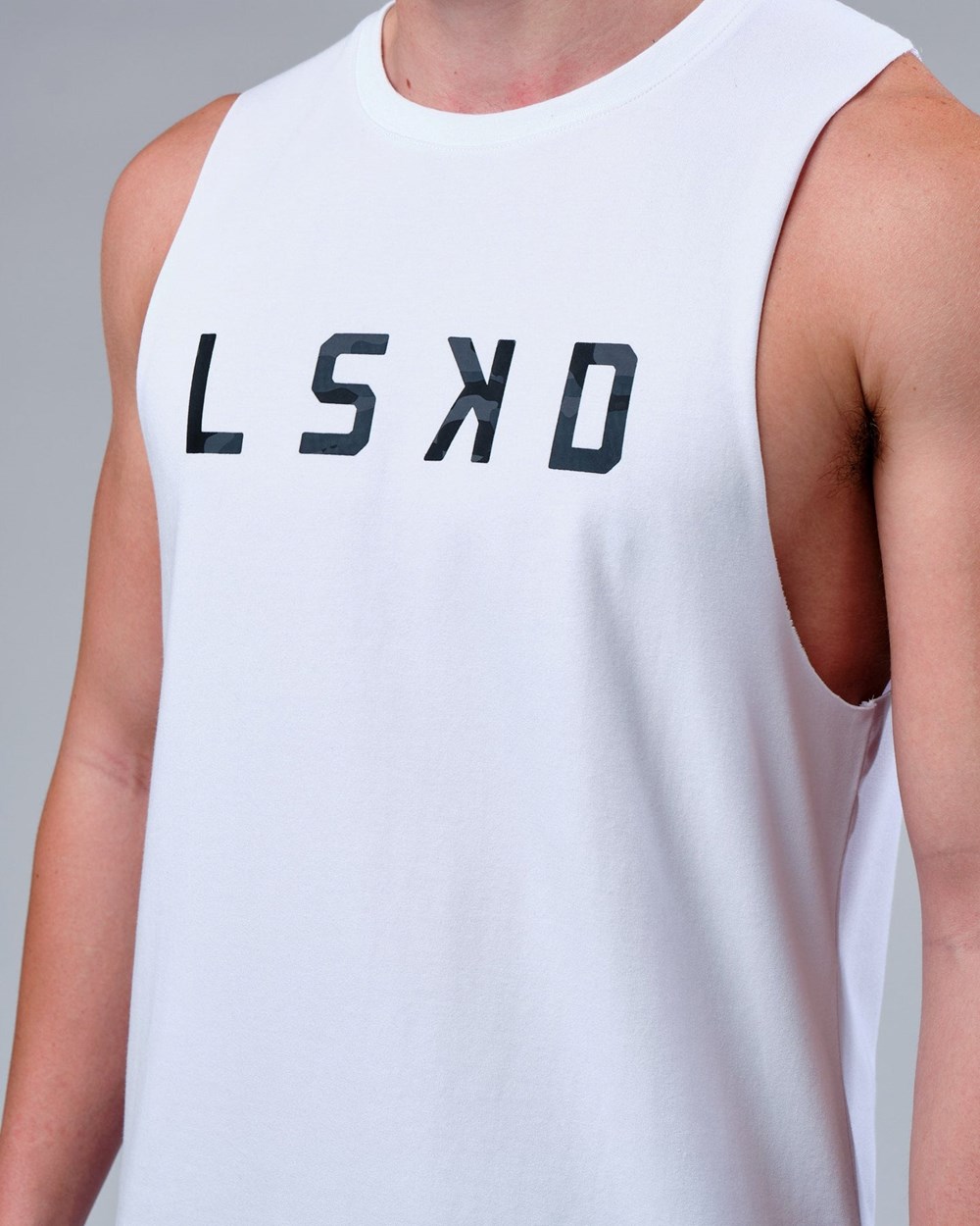 White / Black Camo LSKD Rep FLXCotton Training Fit Tank | WY8491657