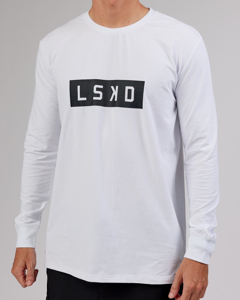 White / Black LSKD Strength FLXCotton LS Tee | QG0184527