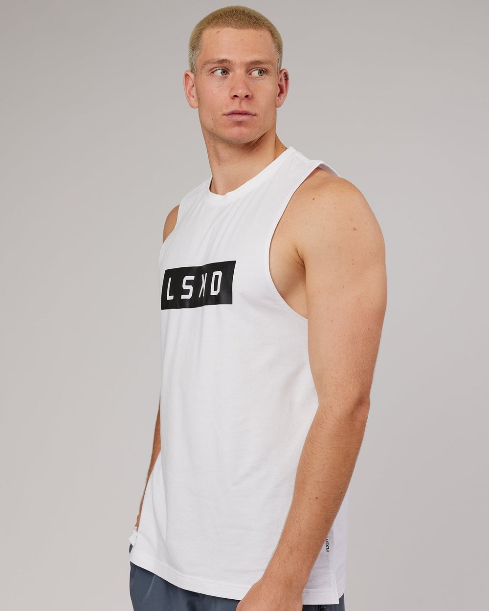 White / Black LSKD Strength FLXDRY Training Fit Performance Tank | VC4269307