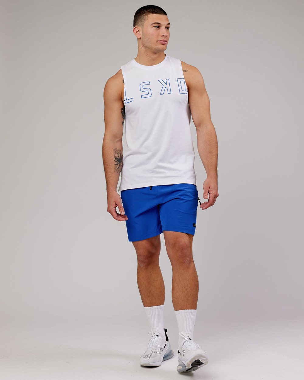 White / Cobalt LSKD Expand FLXCotton Training Fit Tank | SE9732640