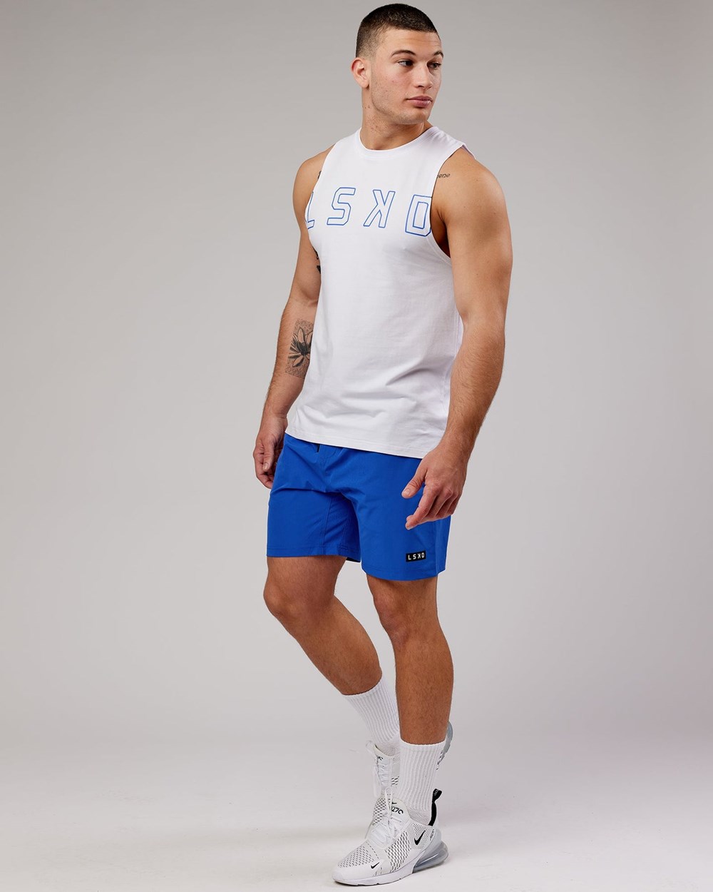 White / Cobalt LSKD Expand FLXCotton Training Fit Tank | SE9732640