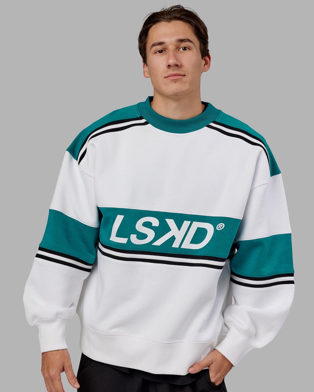 White / Deep Lake LSKD A-Team Sweater Oversize | WH1892456