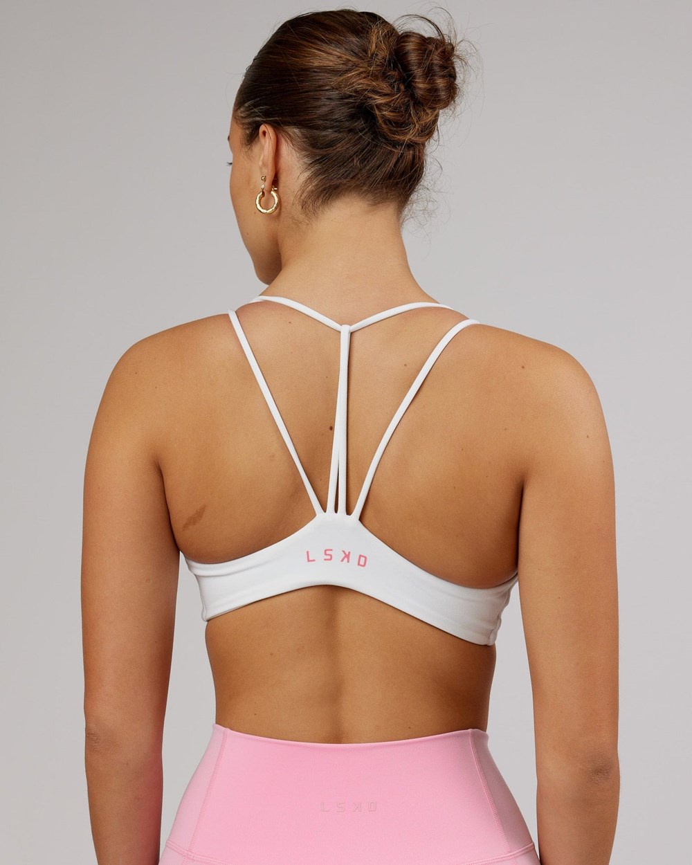 White / Flamingo LSKD Agile Sports Bra | DA6295870