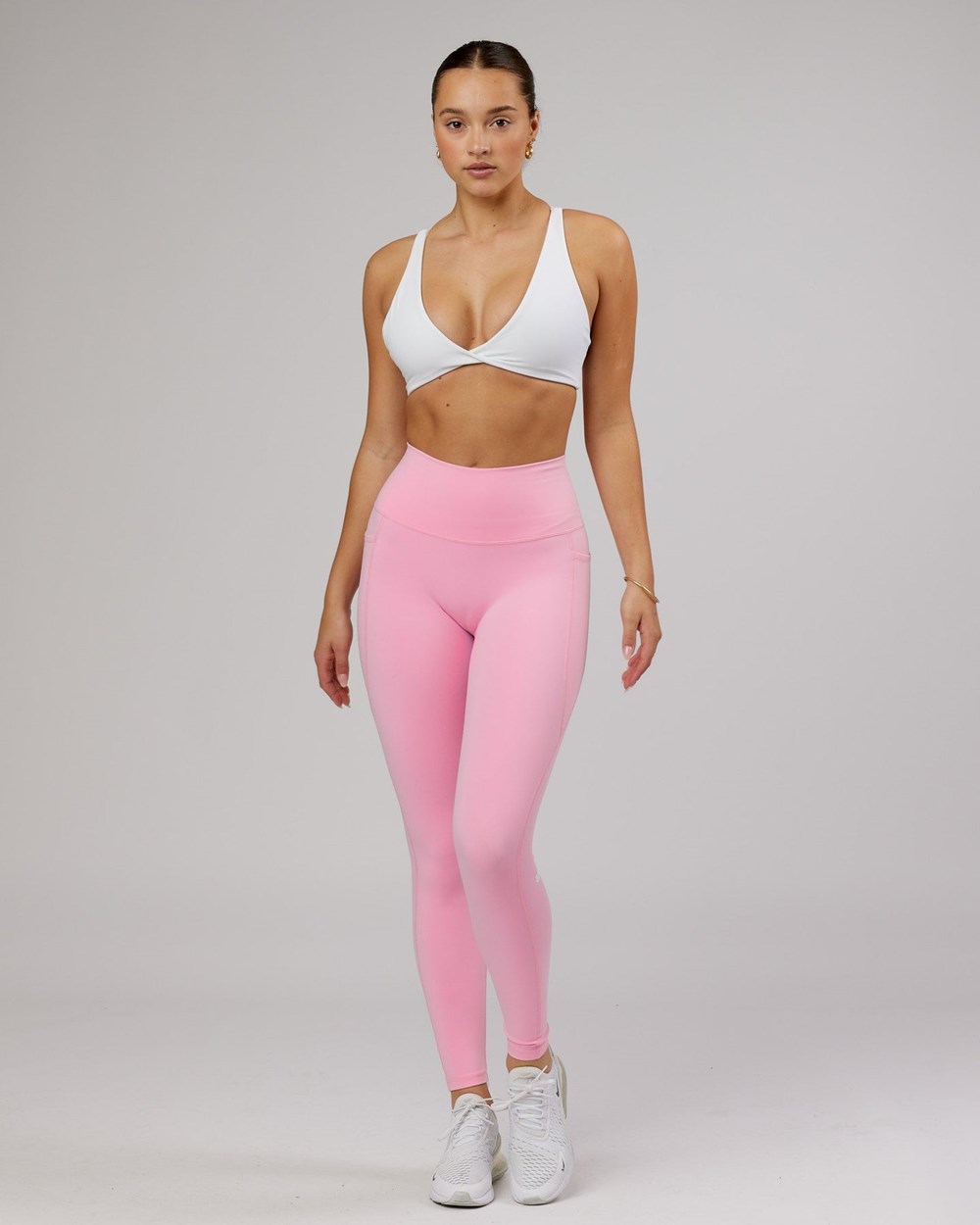 White / Flamingo LSKD Agile Sports Bra | DA6295870