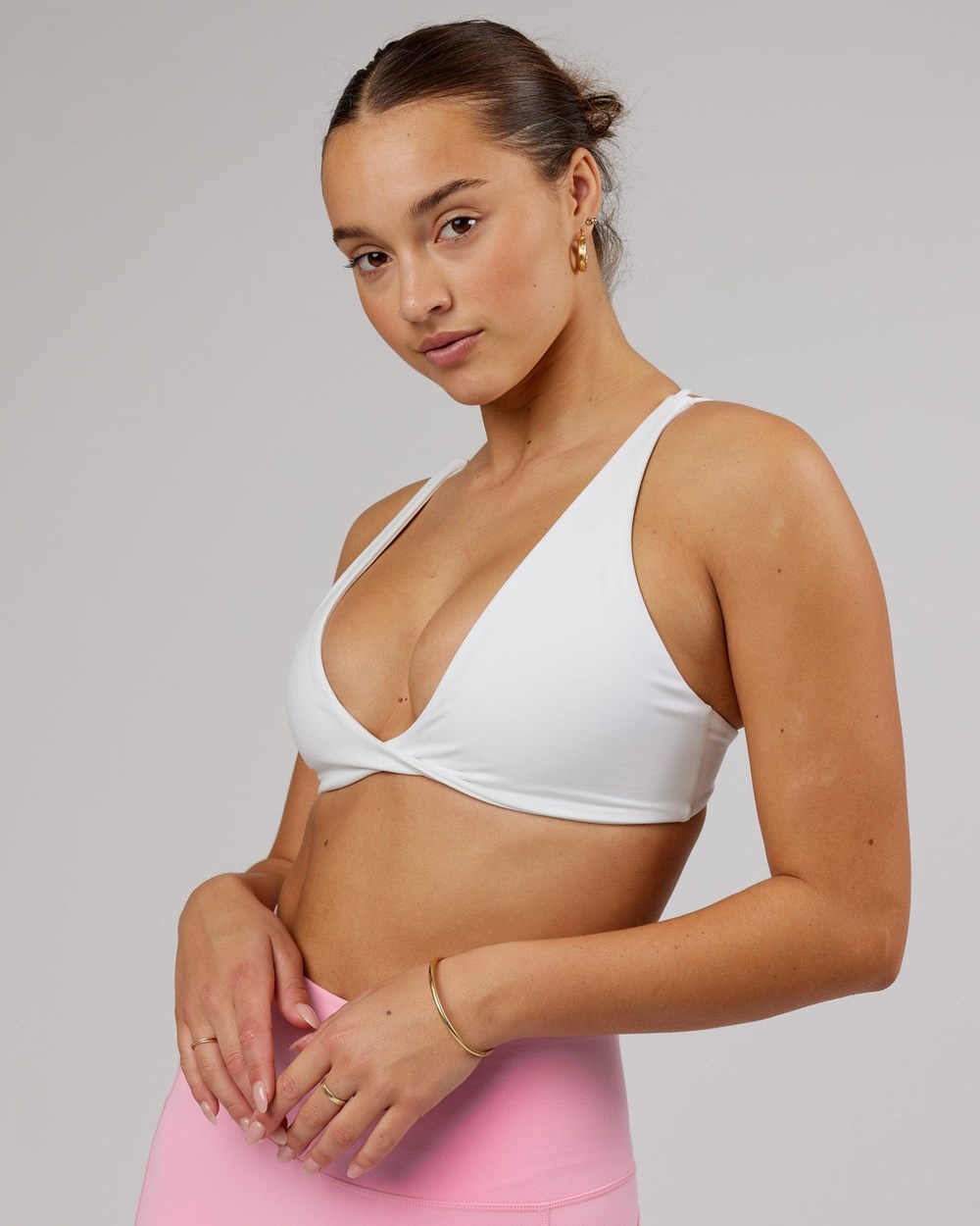 White / Flamingo LSKD Agile Sports Bra | DA6295870