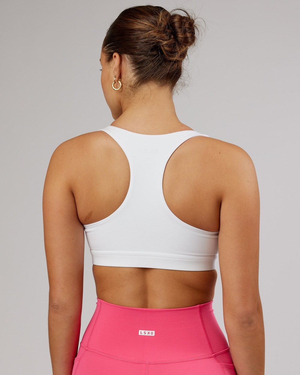 White / Flamingo LSKD Base Sports Bra | VH8034762